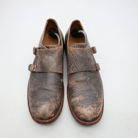 Bed Stu Panza Men's 13 Distressed Brown Leather Double Monk Strap Casual Dress - Picture 2 of 10